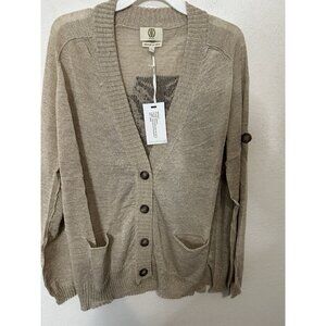 Koch Beige Button Up Octopus Linen Blend Cardigan Sweater Size Large